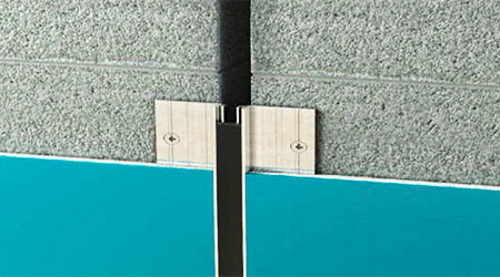 Juntas de dilatação em alumínio com perfil em EDPM para embutir.